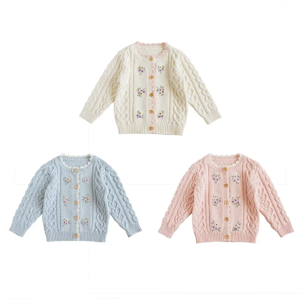 New Korean Style Girls Cardigan Cotton Knitted Pink - Image 8