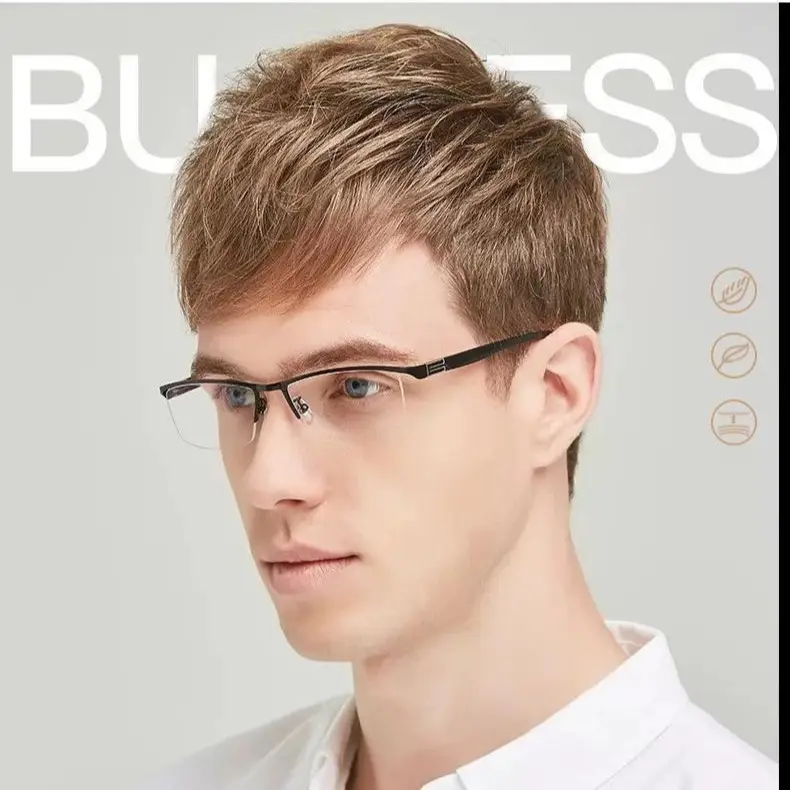 Men's Half-Framed Anti-Blue Light Glasses for Business Men