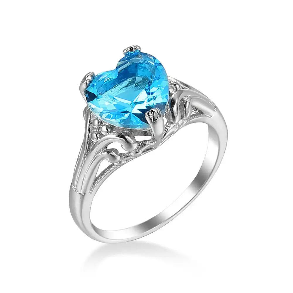 Sea Blue Zircon Ring for Women's Wedding Jewelry - Image 5
