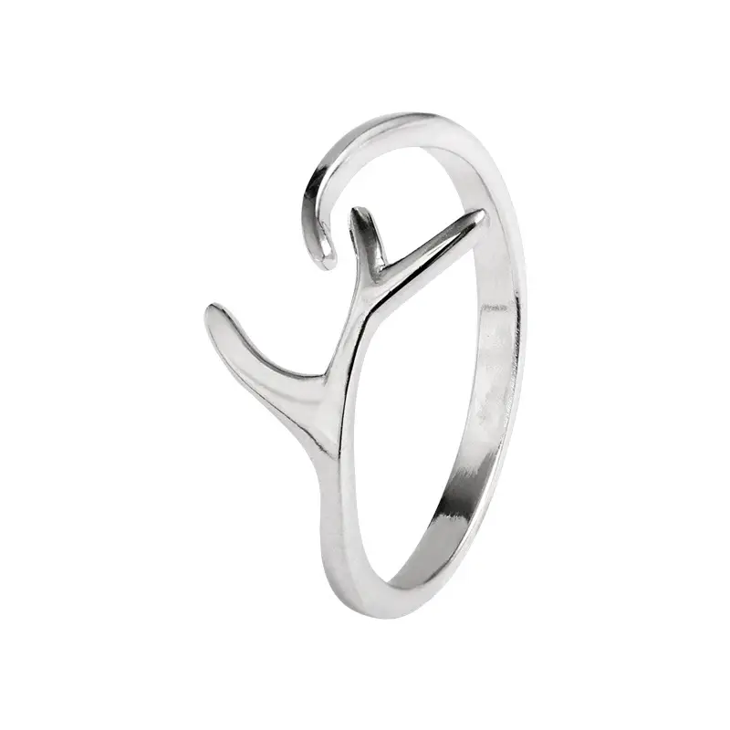Adjustable Silver Antler Ring for Women