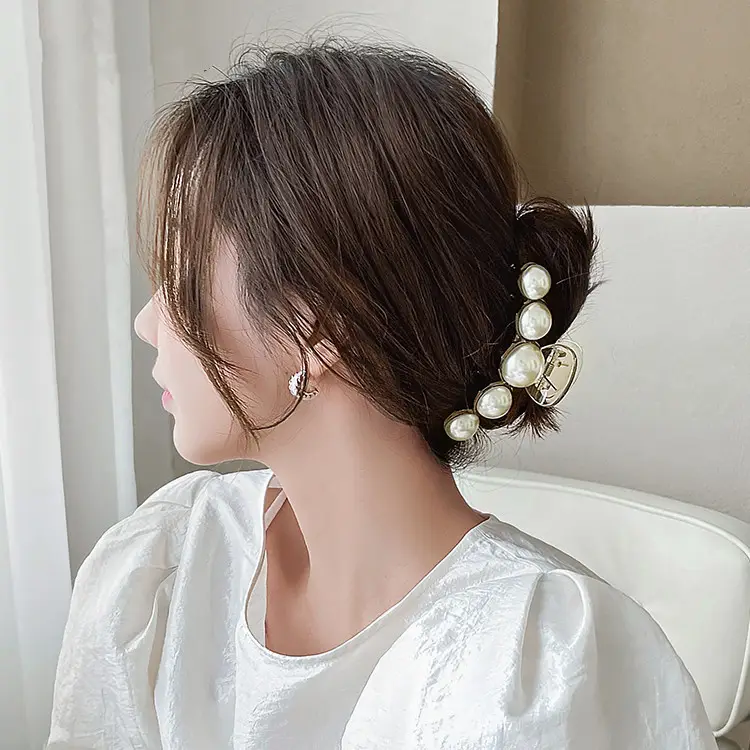 Pearl Hair Clip Large Size Women's Hairpin