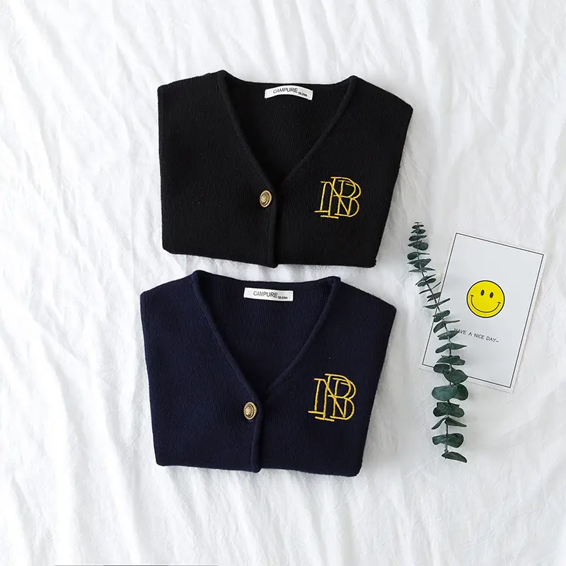 Kids Embroidered Sleeveless Vest Navy Black - Image 4