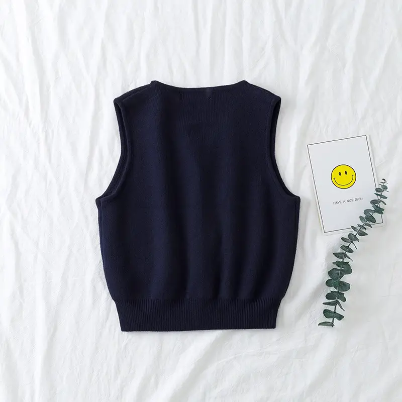 Kids Embroidered Sleeveless Vest Navy Black - Image 6