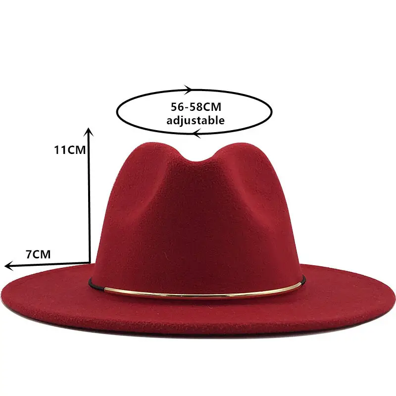 Women Woolen Cowboy Hat with Golden Ring Buckle