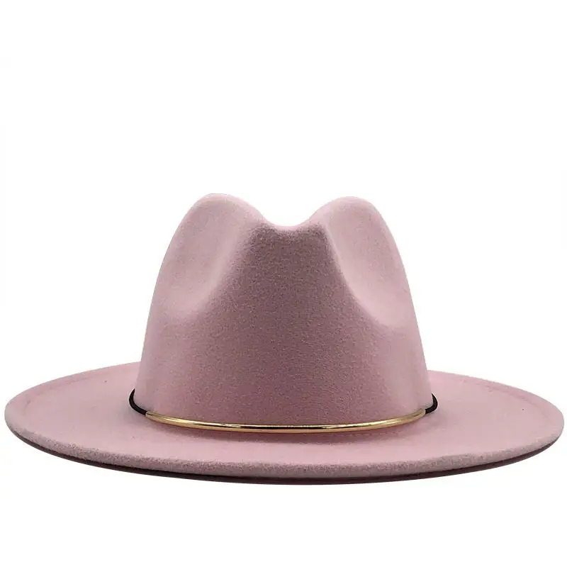 Women Woolen Cowboy Hat with Golden Ring Buckle