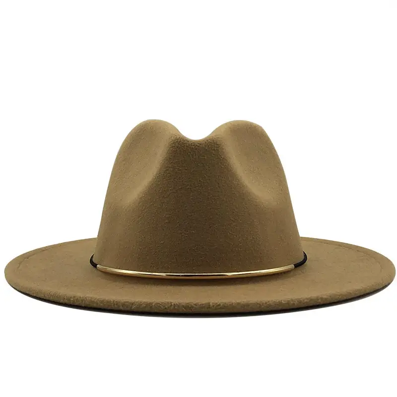 Women Woolen Cowboy Hat with Golden Ring Buckle