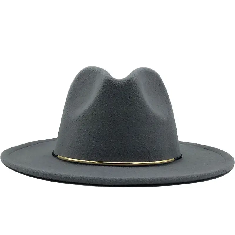Women Woolen Cowboy Hat with Golden Ring Buckle
