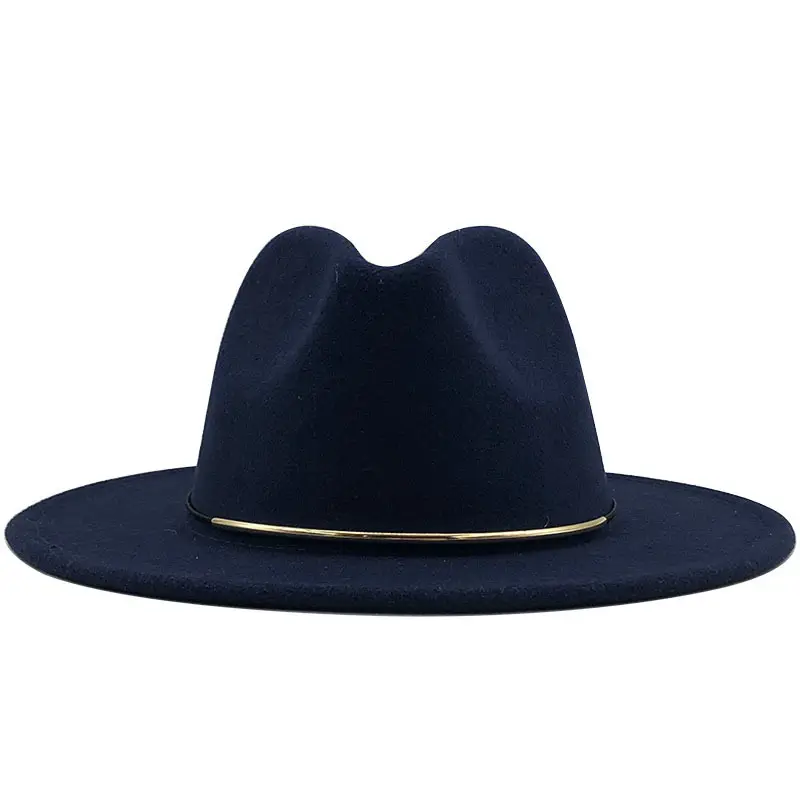 Women Woolen Cowboy Hat with Golden Ring Buckle
