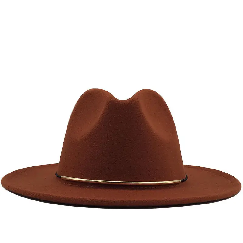 Women Woolen Cowboy Hat with Golden Ring Buckle