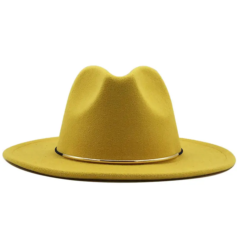 Women Woolen Cowboy Hat with Golden Ring Buckle