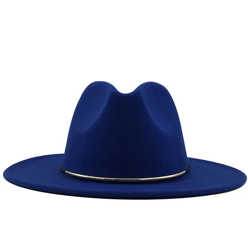 Women Woolen Cowboy Hat with Golden Ring Buckle