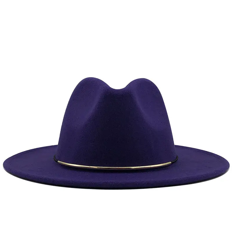 Women Woolen Cowboy Hat with Golden Ring Buckle