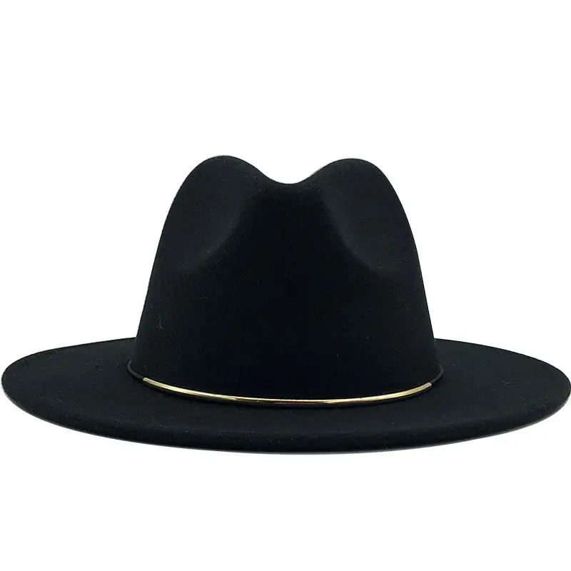 Women Woolen Cowboy Hat with Golden Ring Buckle