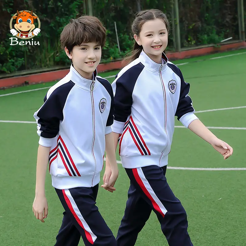 Primary School Kids Spring Uniform Light Blue Track Suit