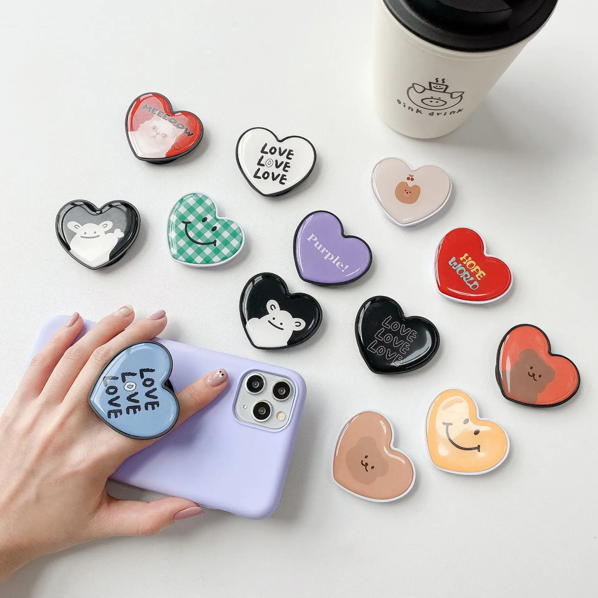 Heart Shaped Mobile Phone Airbag Bracket with "Hope World" Logo - Image 22