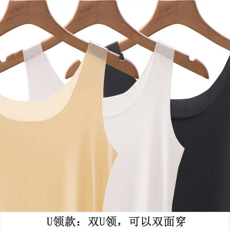 Summer Ice Silk Seamless Vest Dress Women's Mid-length Ultra-thin Large Size Fat Girl Loose Sling Nightgown Base Inner Petticoat