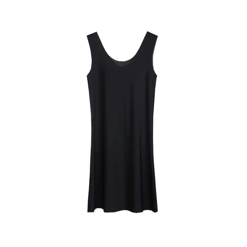 Summer Ice Silk Seamless Vest Dress Women's Mid-length Ultra-thin Large Size Fat Girl Loose Sling Nightgown Base Inner Petticoat