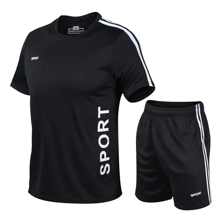 Men Black 2Pc Basketball Workout Shorts Set