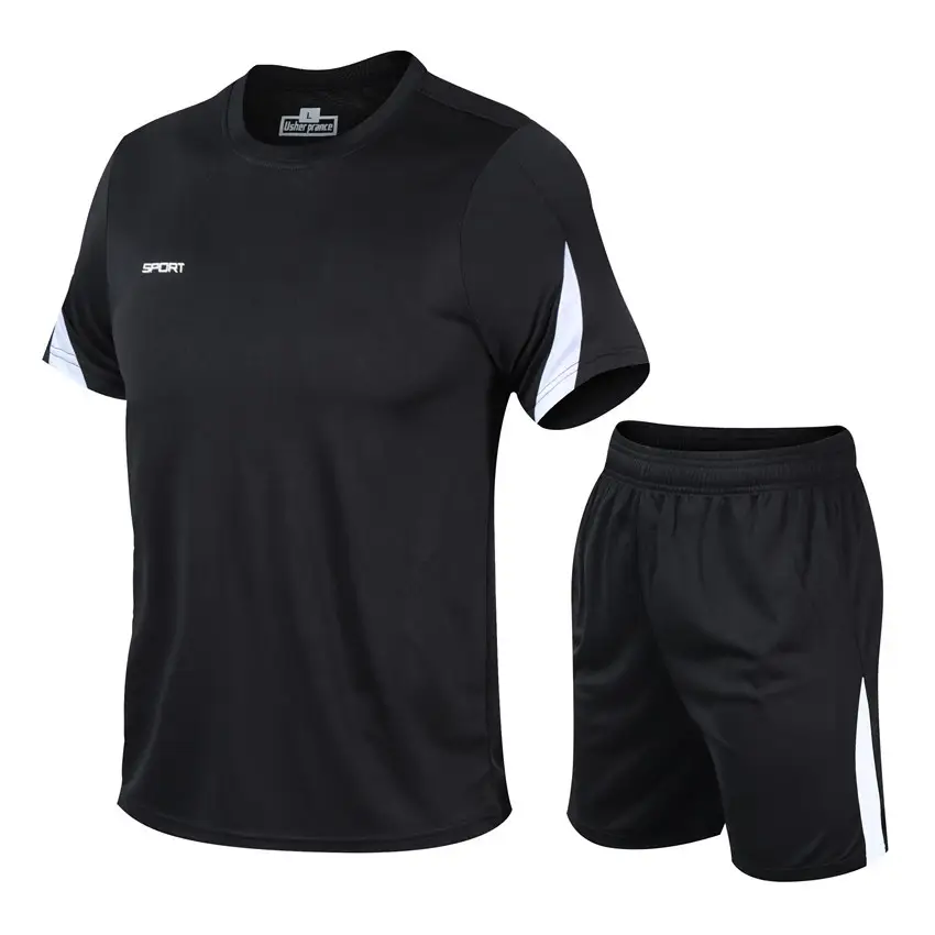 Men Black 2Pc Basketball Workout Shorts Set