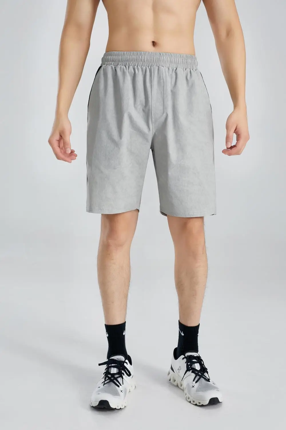 Men Grey Breathable Knee Shorts for Summer - Image 4