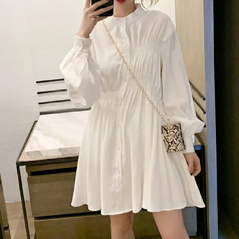 Black Long Sleeve Loose Fit Mid-Length Dress for Women - Image 4