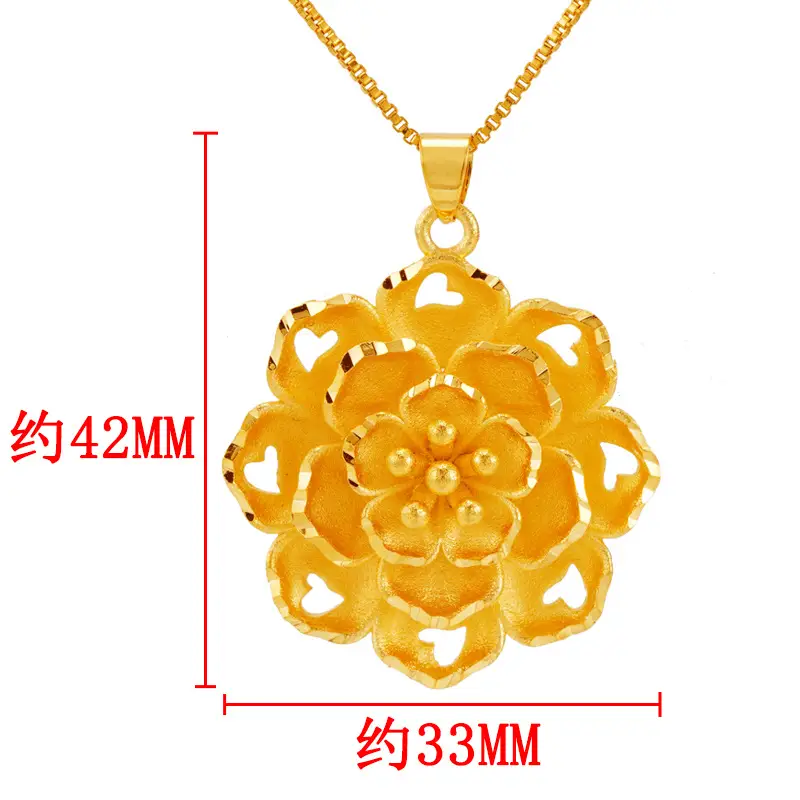 Ethnic Sand Gold Flower Pendant Women - Image 5