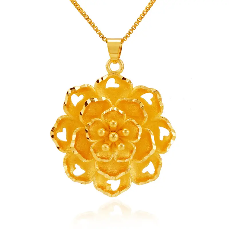 Ethnic Sand Gold Flower Pendant Women - Image 6