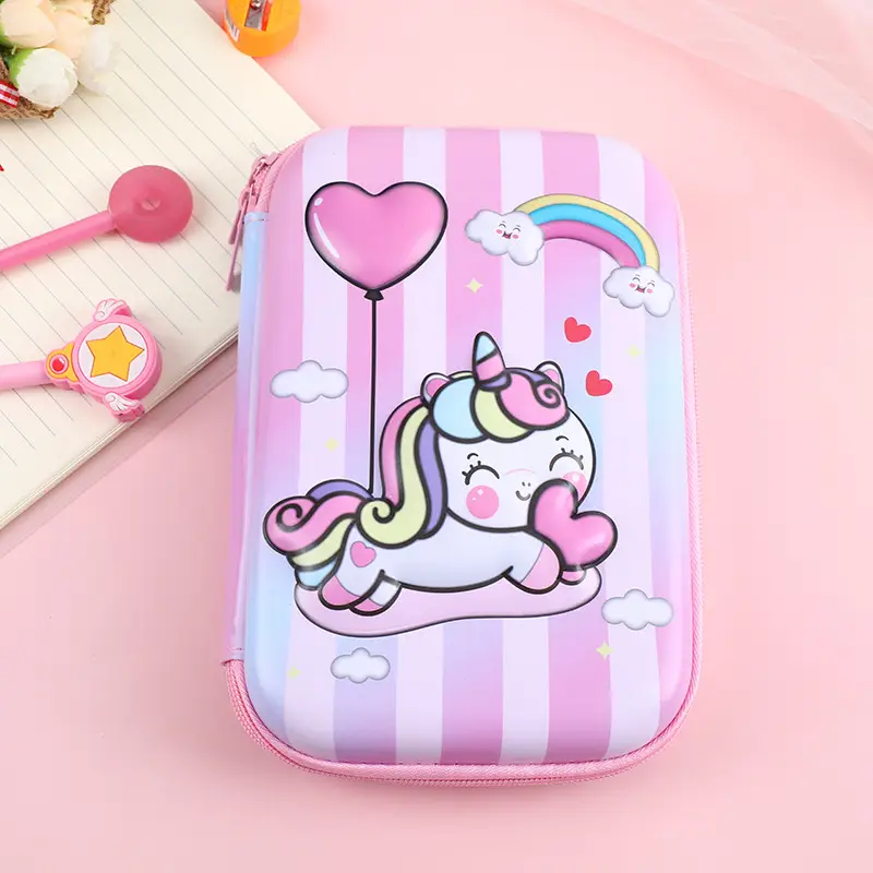 Pink Unicorn Cartoon Pencil Box for Girls Boys