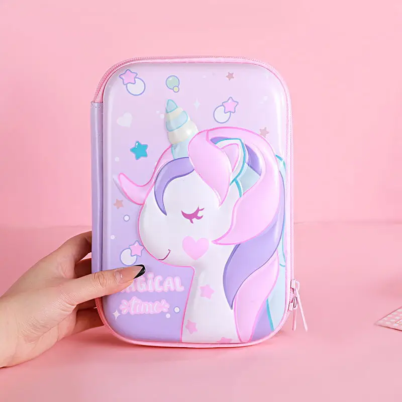 Pink Unicorn Cartoon Pencil Box for Girls Boys