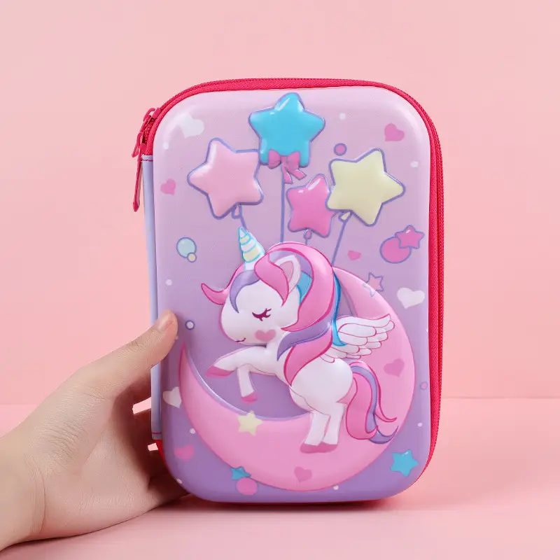 Pink Unicorn Cartoon Pencil Box for Girls Boys