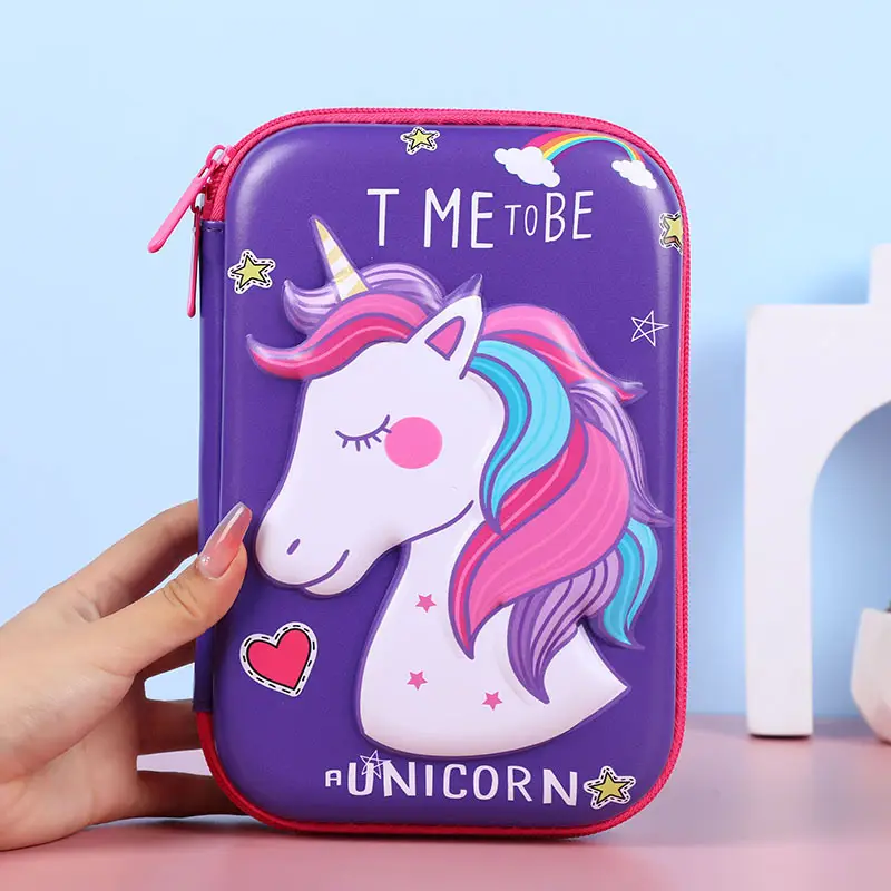 Pink Unicorn Cartoon Pencil Box for Girls Boys