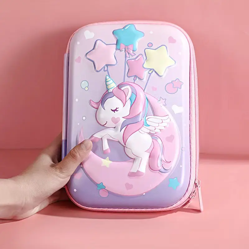 Pink Unicorn Cartoon Pencil Box for Girls Boys