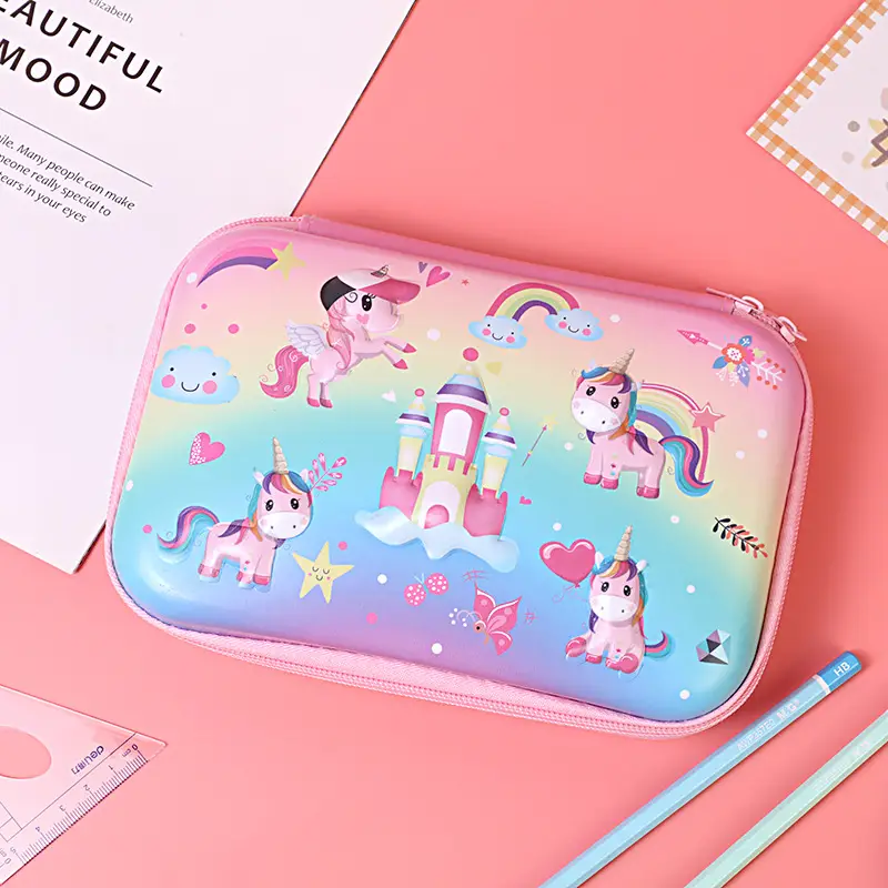 Pink Unicorn Cartoon Pencil Box for Girls Boys