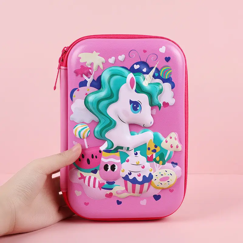 Pink Unicorn Cartoon Pencil Box for Girls Boys