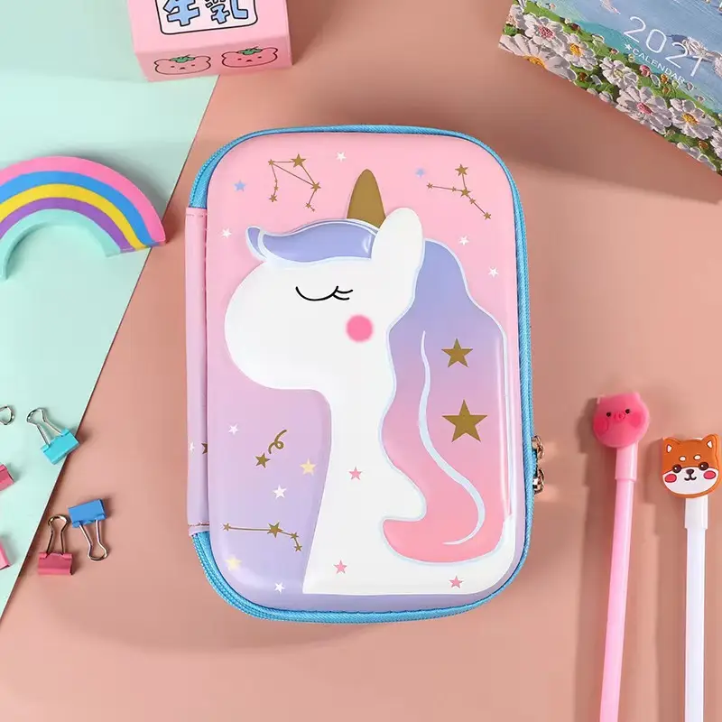Pink Unicorn Cartoon Pencil Box for Girls Boys