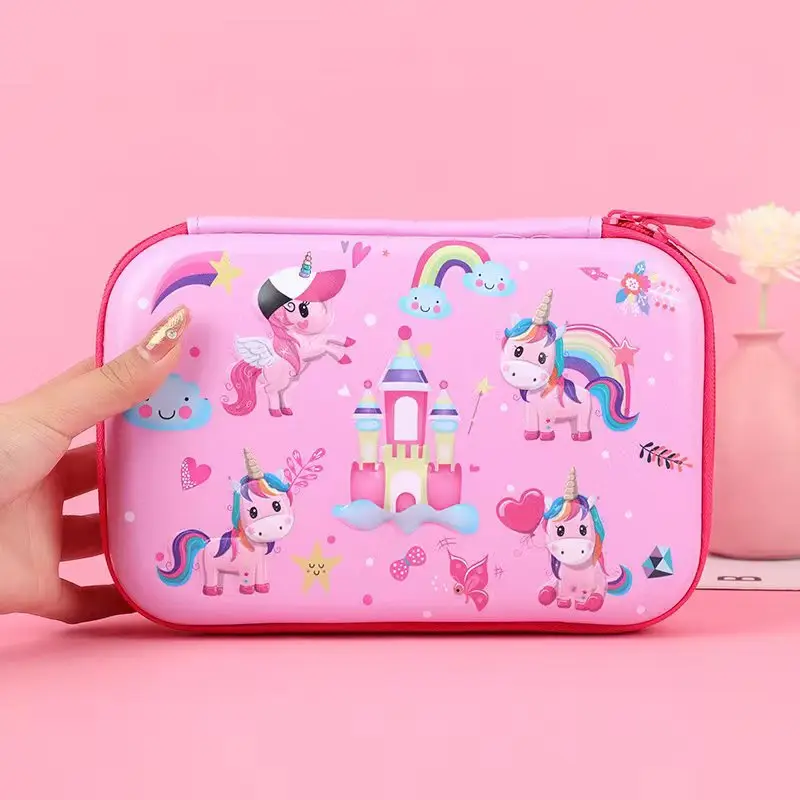 Pink Unicorn Cartoon Pencil Box for Girls Boys