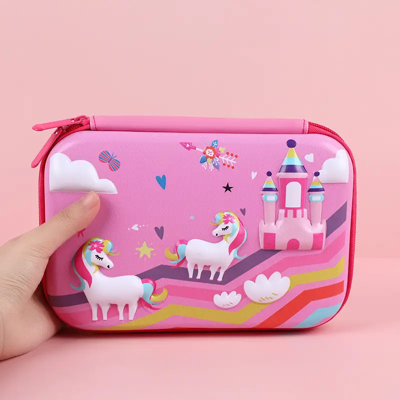 Pink Unicorn Cartoon Pencil Box for Girls Boys
