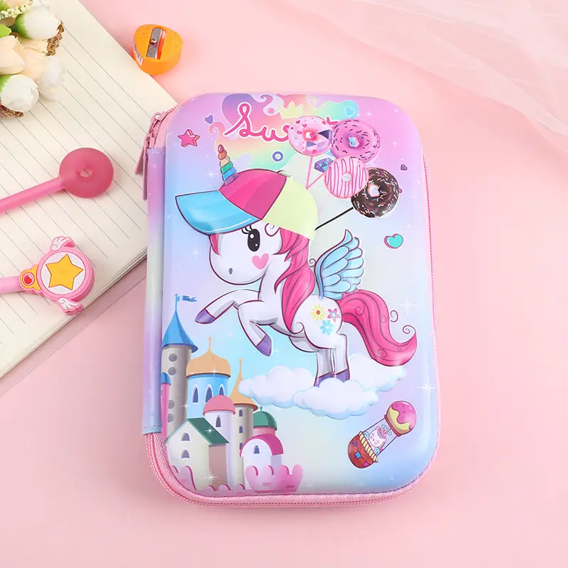 Pink Unicorn Cartoon Pencil Box for Girls Boys