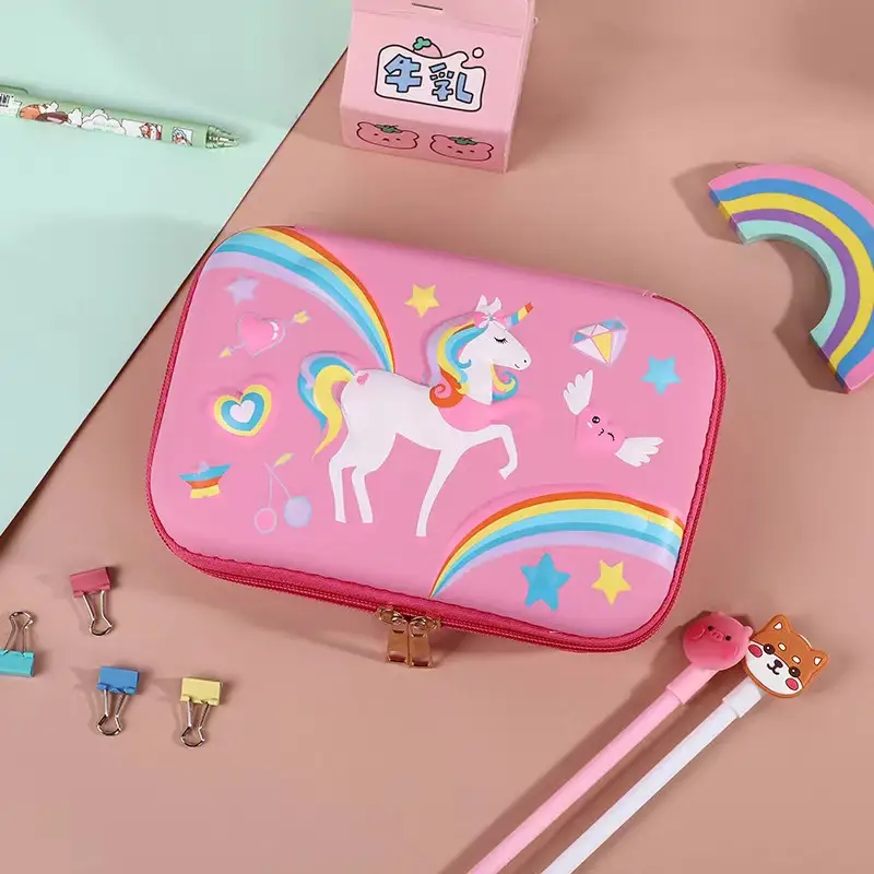 Pink Unicorn Cartoon Pencil Box for Girls Boys