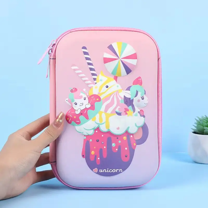 Pink Unicorn Cartoon Pencil Box for Girls Boys
