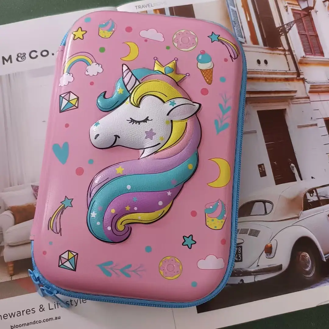 Pink Unicorn Cartoon Pencil Box for Girls Boys