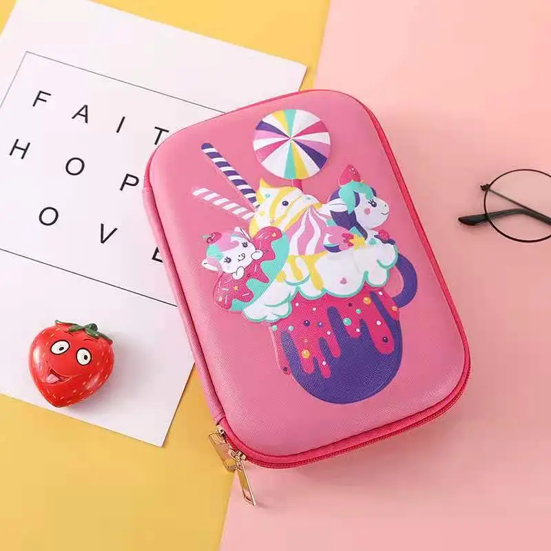 Pink Unicorn Cartoon Pencil Box for Girls Boys