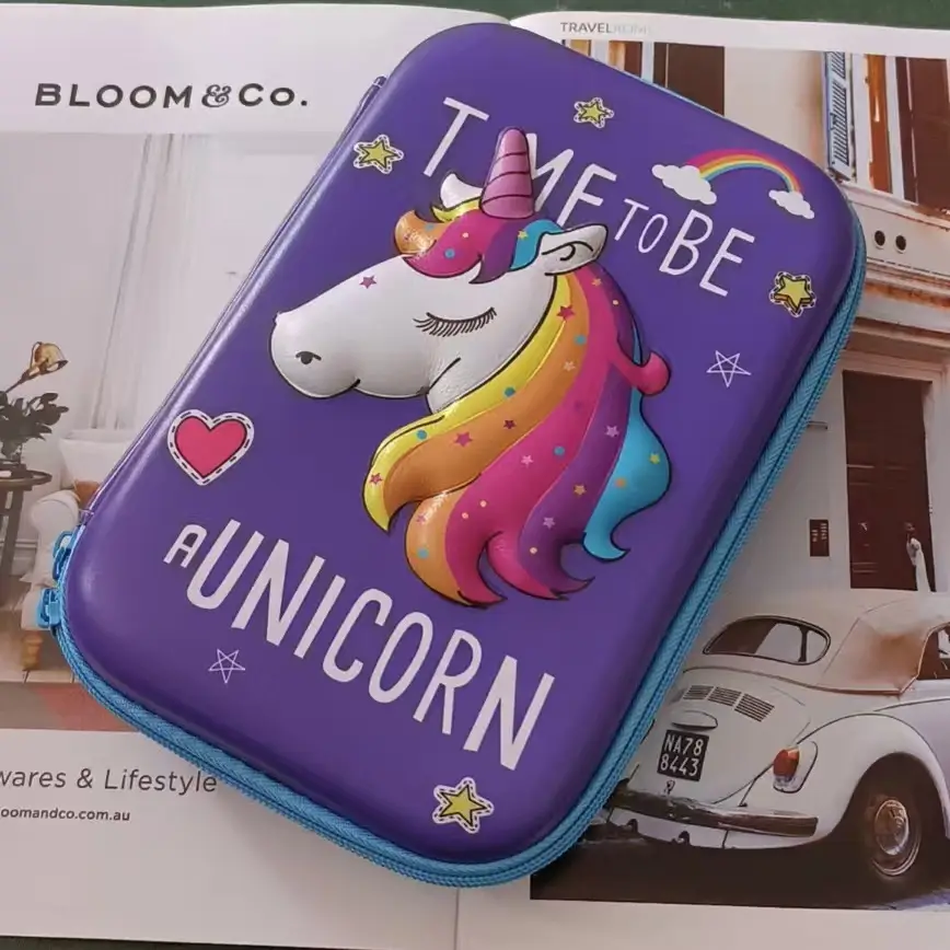 Pink Unicorn Cartoon Pencil Box for Girls Boys