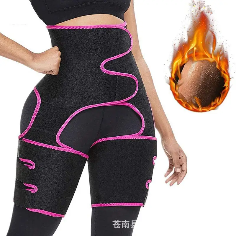 Three-in-One Waist & Thigh Trimmer Belt Black Pink