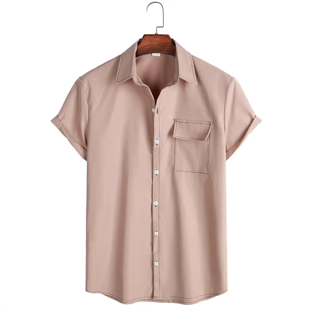 Men's Beige Button Down Shirt 2022