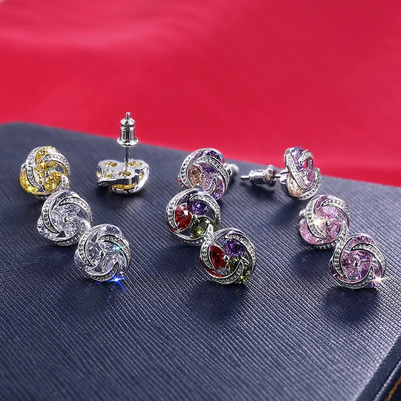 Zircon Stud Earrings Mix Color Women's Daily Wear - Image 7