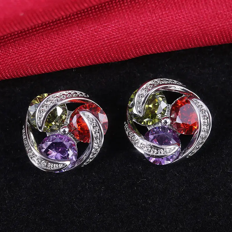 Zircon Stud Earrings Mix Color Women's Daily Wear - Image 8