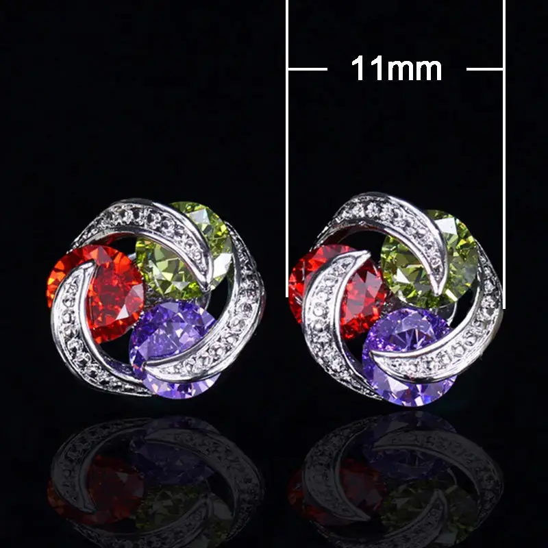 Zircon Stud Earrings Mix Color Women's Daily Wear - Image 10
