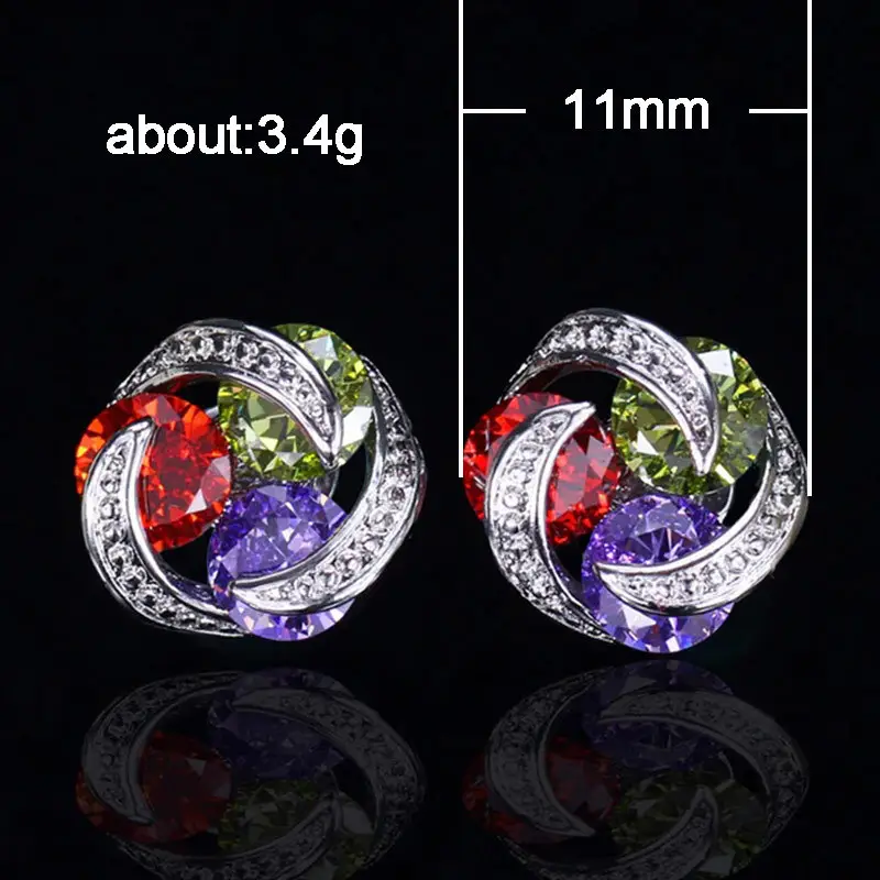 Zircon Stud Earrings Mix Color Women's Daily Wear — feature 1