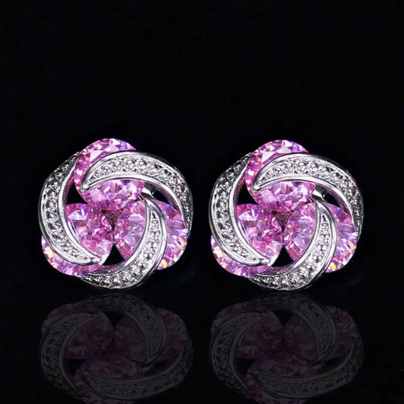 Zircon Stud Earrings Mix Color Women's Daily Wear — feature 5